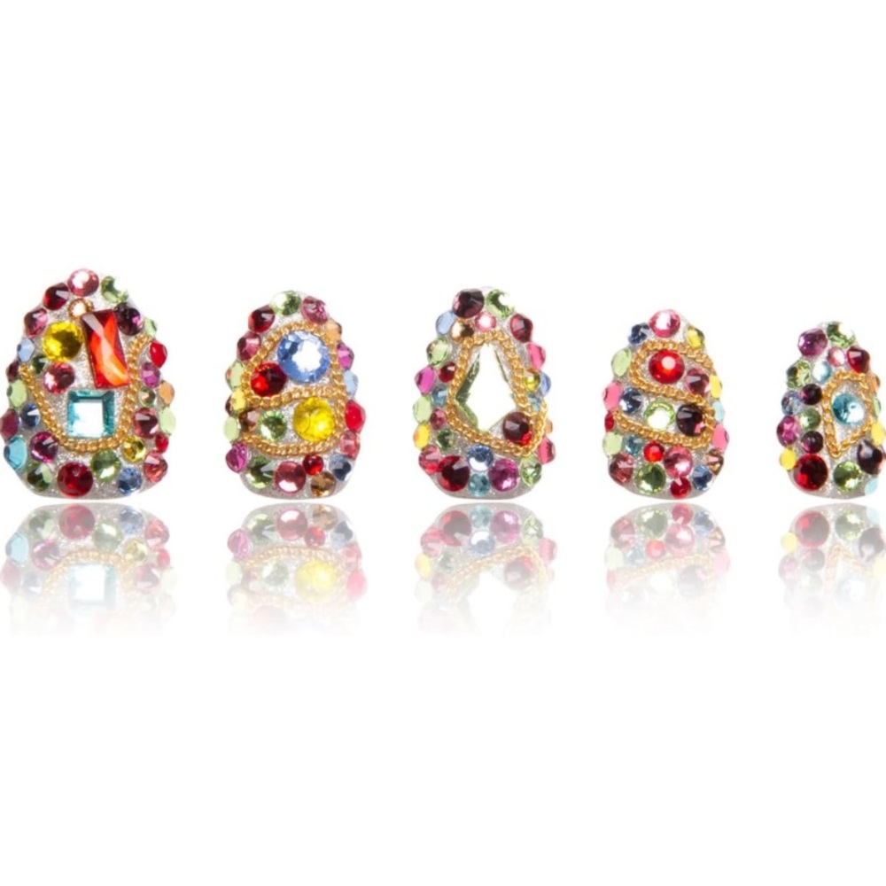 Lovful K21 Press-On Full Crystal Bling Almond Shape Reusable Short Fake Nails - Picture 4 of 6